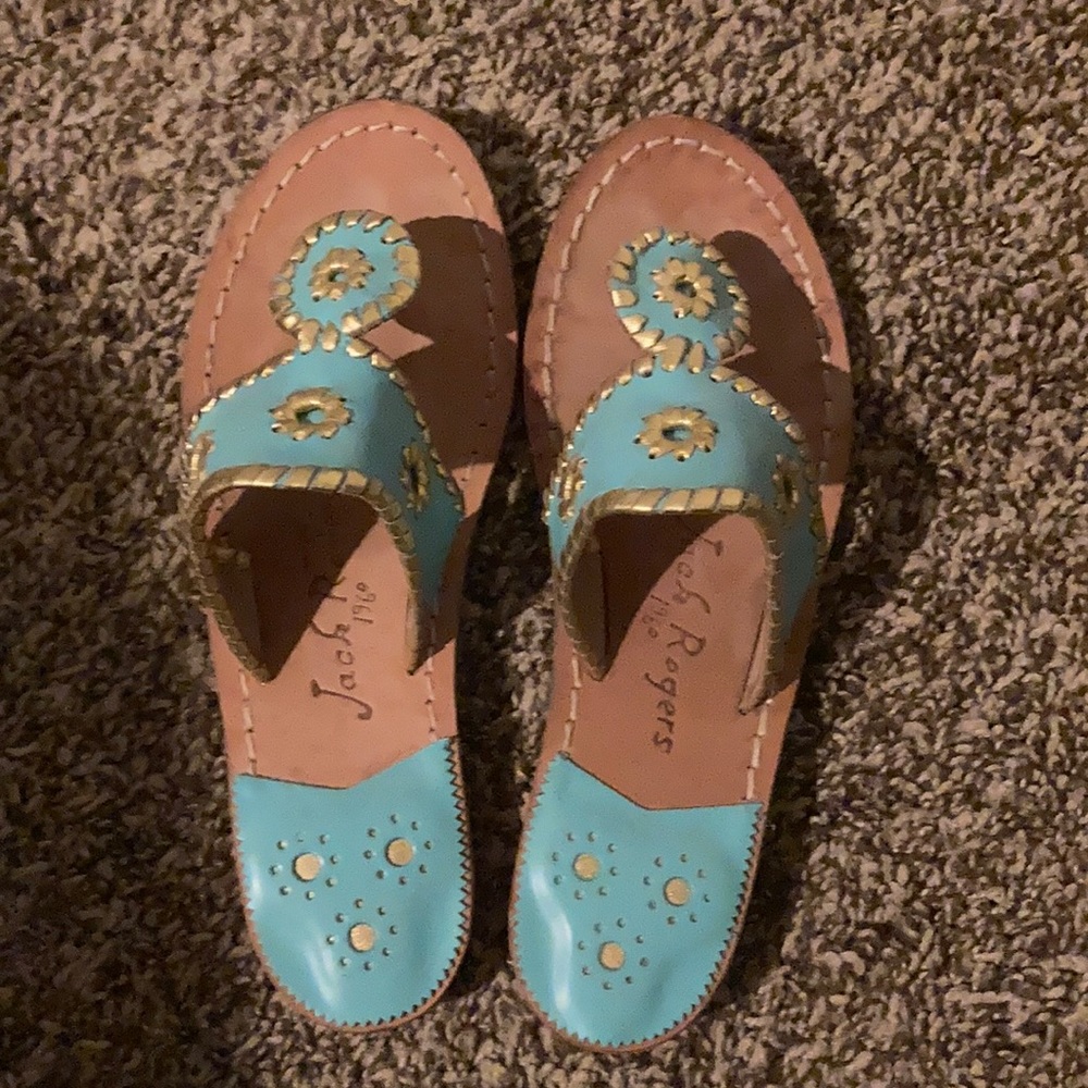 Blue and gold jack rogers
